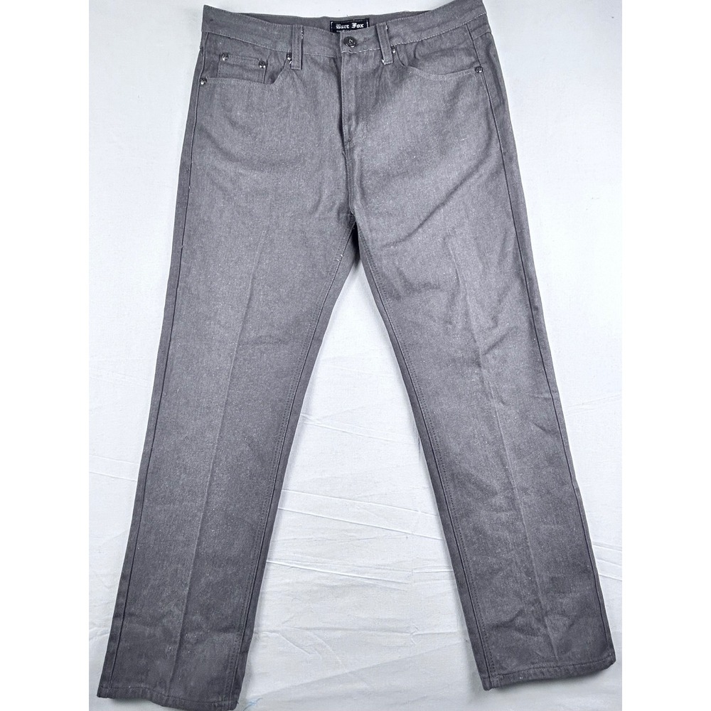 Bare Fox Mens Grey Denim Straight Leg Jeans Size 38 Casual Streetwear Pants